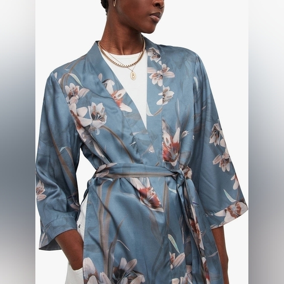 Nwt All Saints Carina Kuroyuri Floral Print Kimono Jacket Size 8 - Picture 6 of 6